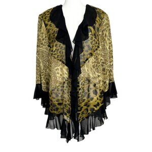 Dana Kay Sheer Animal Print Kimono Open Front Cardigan NWT (18)